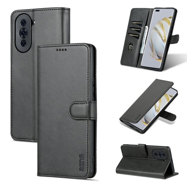 For Huawei nova 10 AZNS Skin Feel Calf Texture Flip Leather Phone Case(Black) - free shipping - PMC TechLife - Order now!