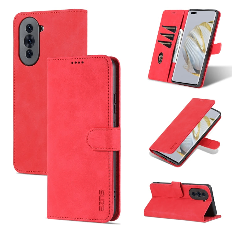 For Huawei nova 10 AZNS Skin Feel Calf Texture Flip Leather Phone Case(Red) - free shipping - PMC TechLife - Order now!