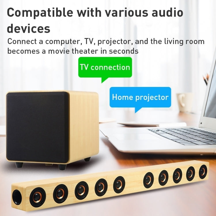 D90 Home Theater Audio Echo Wall Soundbar Subwoofer Bluetooth Audio(Brown) - Desktop Speaker by PMC TechLife | Online Shopping South Africa | PMC TechLife