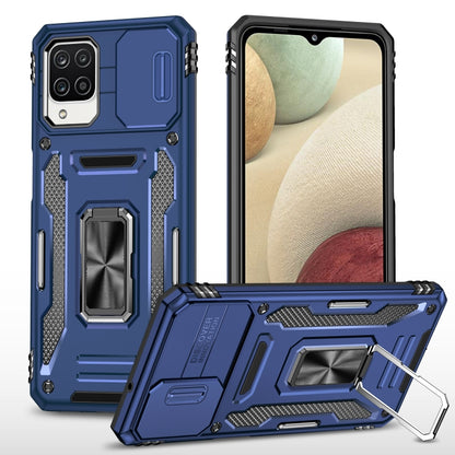 For Samsung Galaxy A12 5G/4G / M12 / F12 Armor PC + TPU Camera Shield Phone Case(Navy Blue) - Galaxy Phone Cases by PMC Jewellery | Online Shopping South Africa | PMC Jewellery