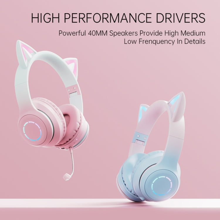 BT029C RGB Dual Modes Cat Ear Wireless Bluetooth Headphone(Blue) - Headset & Headphone by PMC Jewellery | Online Shopping South Africa | PMC Jewellery