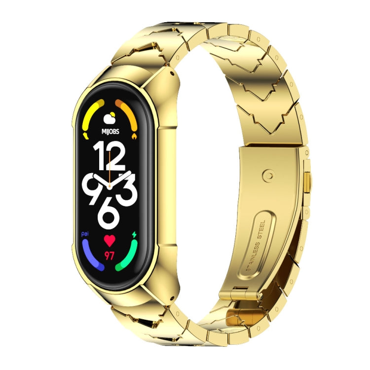 For Xiaomi Mi Band 7 / 7 NFC MIJOBS Stainless Steel Watch Band, Style:TF2 V Type(Gold) - Watch Bands by MIJOBS | Online Shopping South Africa | PMC Jewellery | Buy Now Pay Later Mobicred