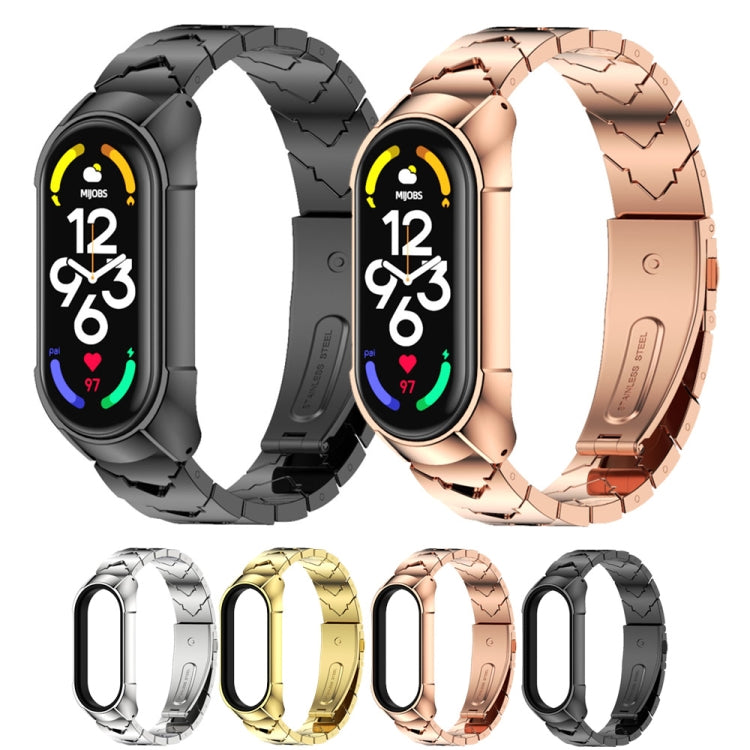 For Xiaomi Mi Band 7 / 7 NFC MIJOBS Stainless Steel Watch Band, Style:TF2 V Type(Gold) - Watch Bands by MIJOBS | Online Shopping South Africa | PMC Jewellery | Buy Now Pay Later Mobicred