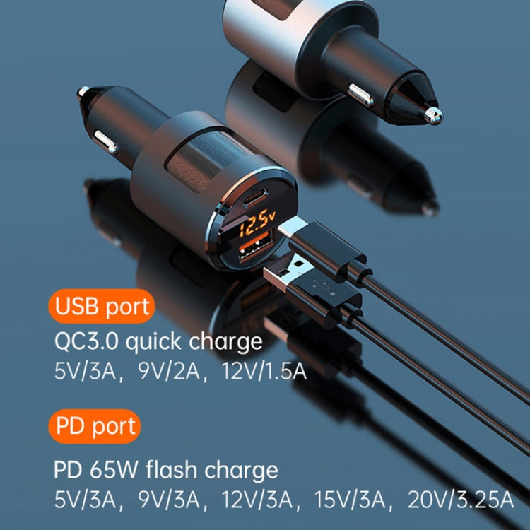 SC01 65W QC3.0 + PD Dual Ports Car Charger with Voltage Display(Black) - Car Charger by PMC TechLife | Online Shopping South Africa | PMC TechLife