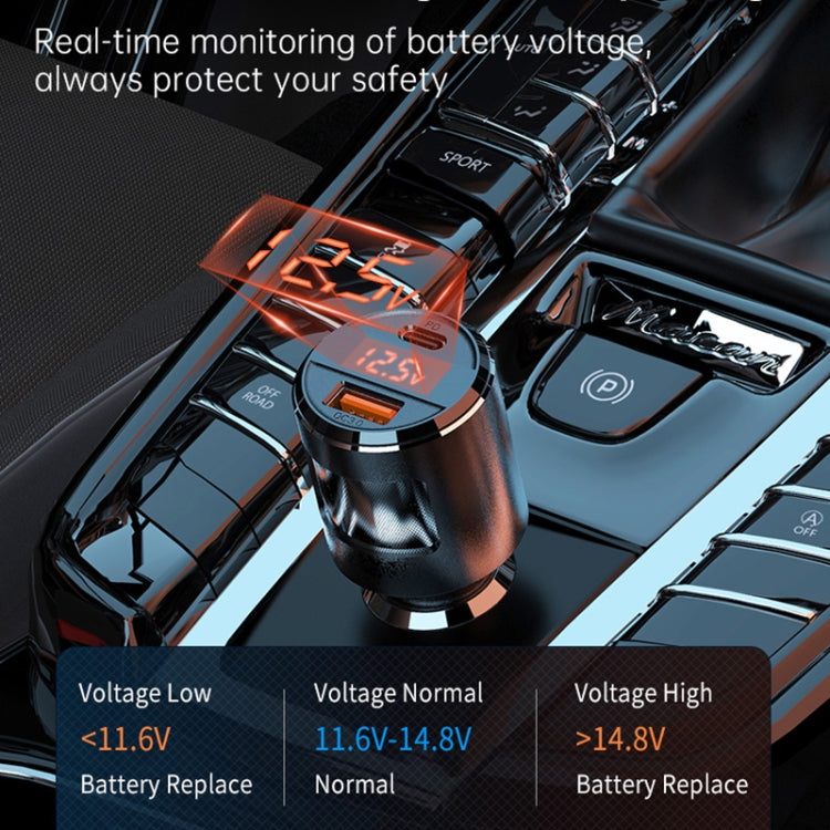 SC01 65W QC3.0 + PD Dual Ports Car Charger with Voltage Display(Black) - Car Charger by PMC TechLife | Online Shopping South Africa | PMC TechLife