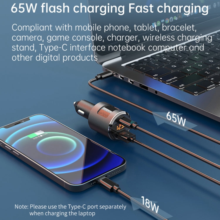 SC01 65W QC3.0 + PD Dual Ports Car Charger with Voltage Display(Black) - Car Charger by PMC TechLife | Online Shopping South Africa | PMC TechLife