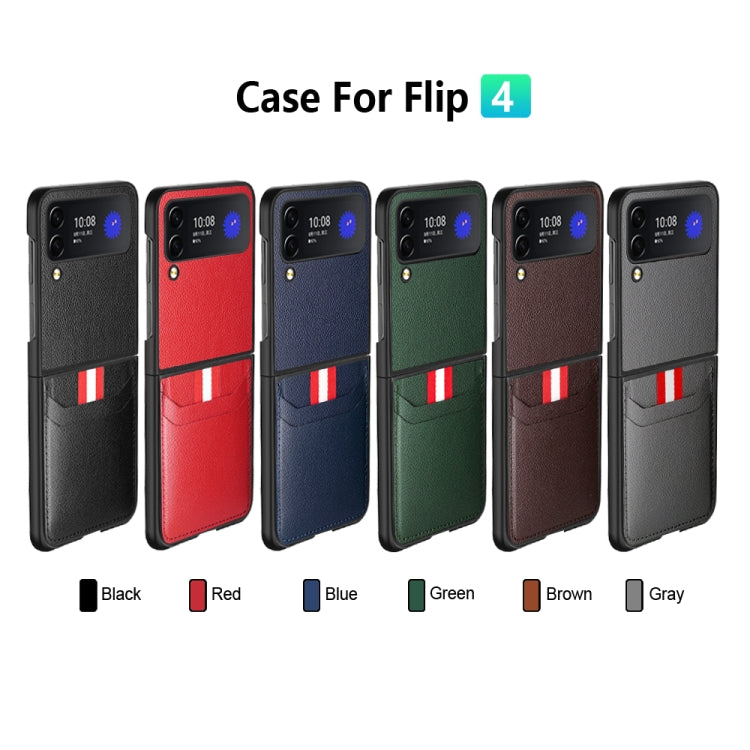 For Samsung Galaxy Z Flip4 5G GKK Litchi Texture Card Slot Phone Case(Blue) - Galaxy Z Flip4 5G Cases by GKK | Online Shopping South Africa | PMC Jewellery | Buy Now Pay Later Mobicred