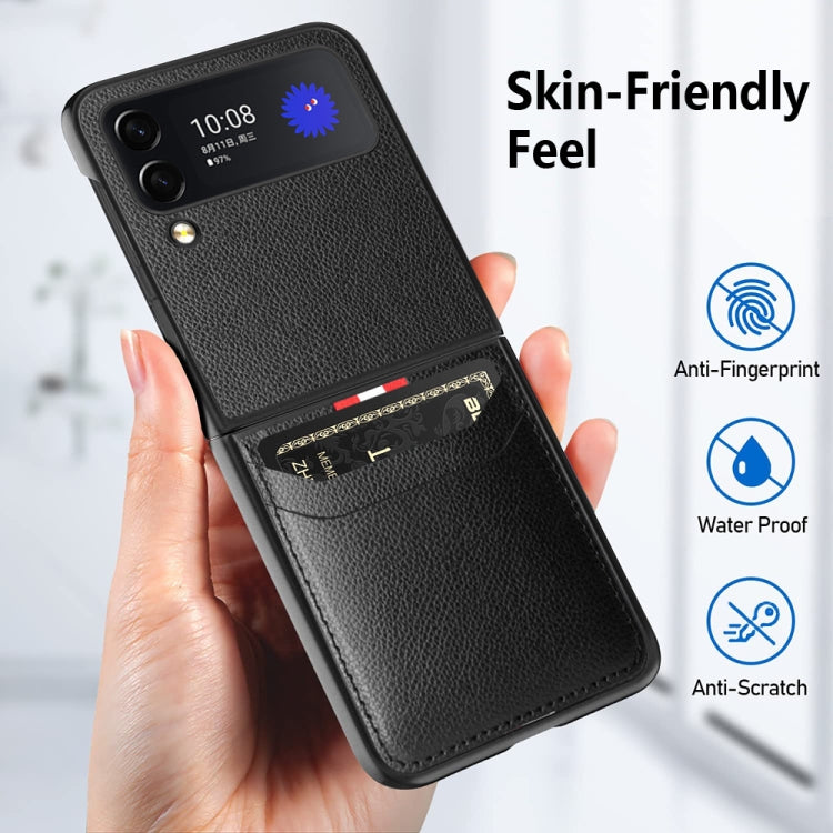 For Samsung Galaxy Z Flip4 5G GKK Litchi Texture Card Slot Phone Case(Blue) - Galaxy Z Flip4 5G Cases by GKK | Online Shopping South Africa | PMC Jewellery | Buy Now Pay Later Mobicred