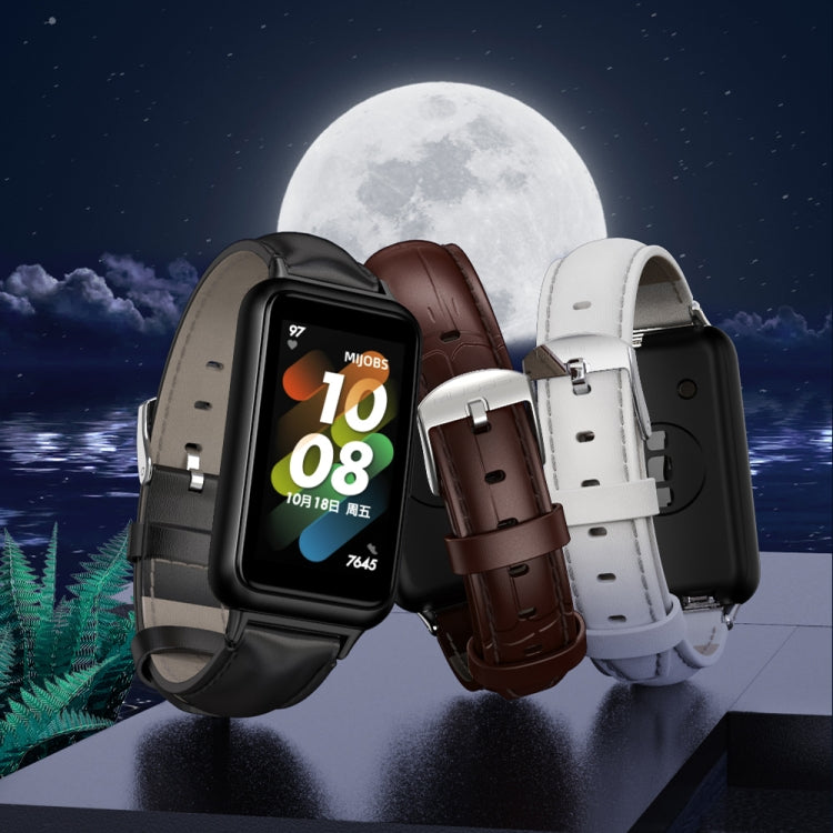 For Huawei Band 7 / 7 NFC MIJOBS Cowhide Leather Watch Band(Brown Gold) - free shipping - PMC TechLife - Order now!