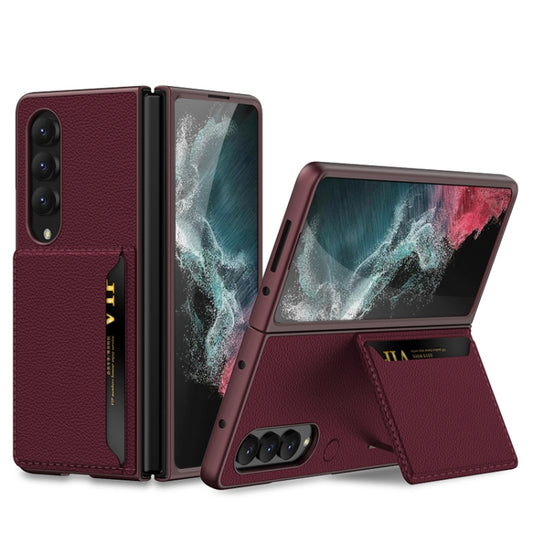 For Samsung Galaxy Z Fold4 GKK Ultra-thin Leather Phone Case with Card Slots(Wine Red) - Galaxy Z Fold4 5G Cases by GKK | Online Shopping South Africa | PMC Jewellery | Buy Now Pay Later Mobicred