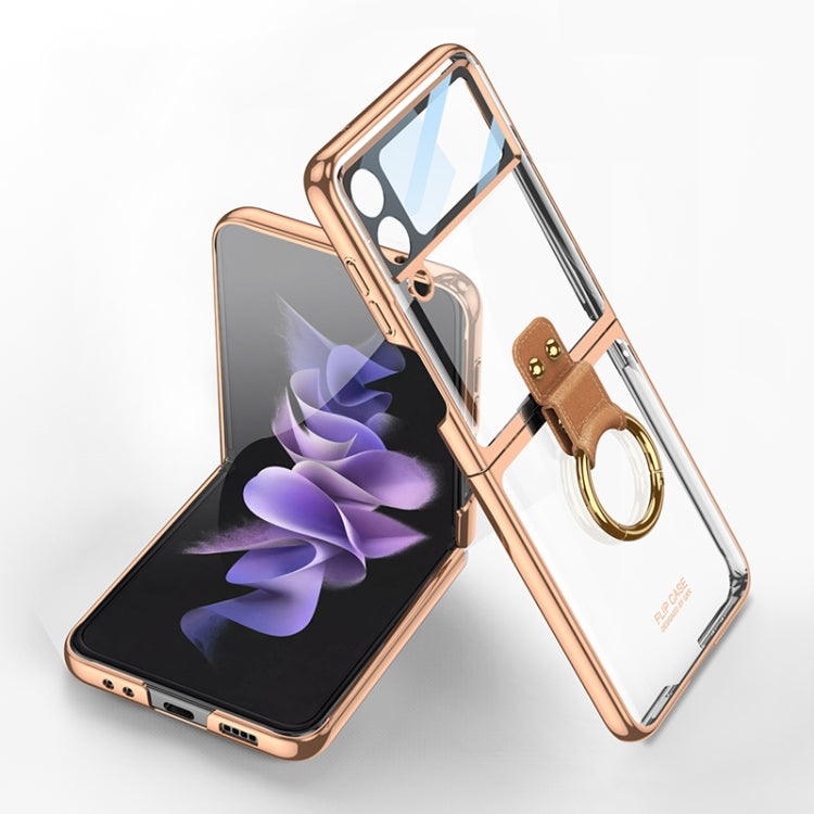 For Samsung Galaxy Z Flip4 GKK Integrated Electroplating Phone Case with Ring(Gold) - Galaxy Z Flip4 5G Cases by GKK | Online Shopping South Africa | PMC Jewellery