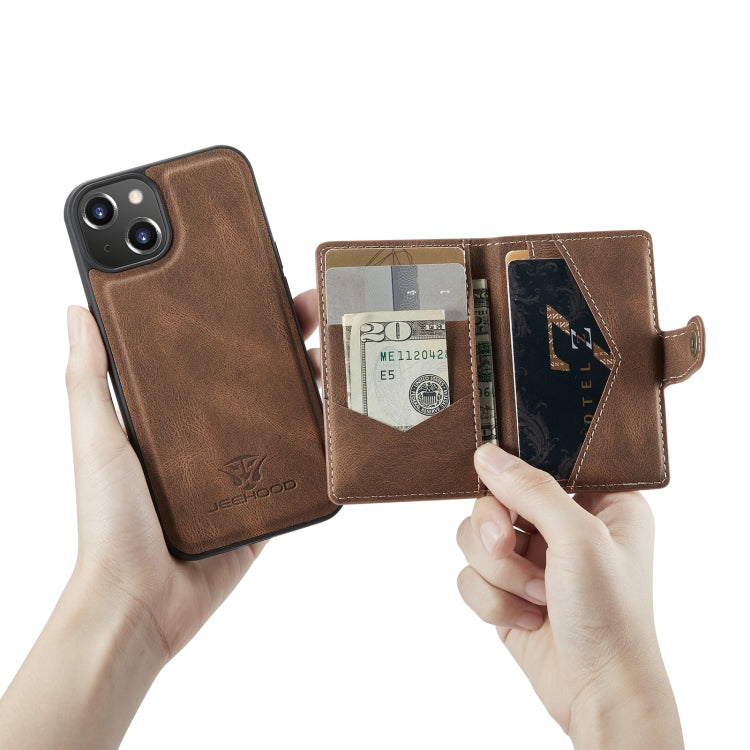 For iPhone 14 JEEHOOD Retro Magnetic Detachable Leather Phone Case (Brown) - iPhone 14 Cases by JEEHOOD | Online Shopping South Africa | PMC TechLife | Buy Now Pay Later Mobicred