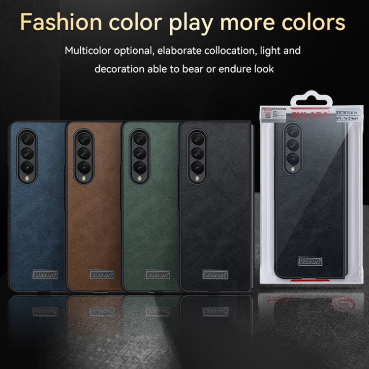 For Samsung Galaxy Z Fold4 SULADA Shockproof TPU + Handmade Leather Protective Case(Blue) - Galaxy Z Fold4 5G Cases by SULADA | Online Shopping South Africa | PMC TechLife