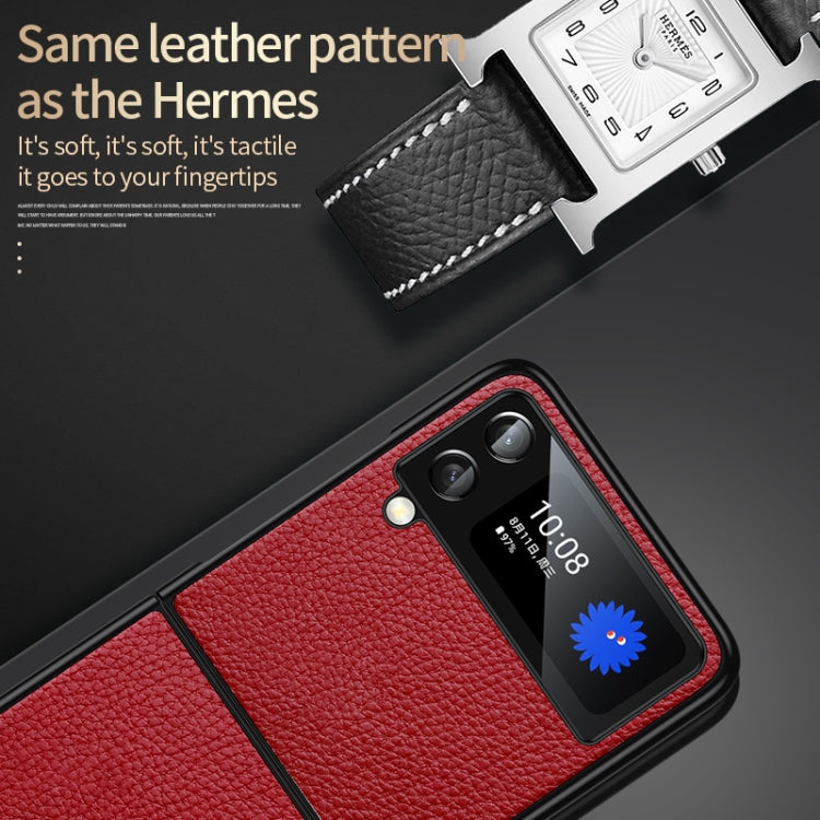 For Samsung Galaxy Z Flip4 SULADA Shockproof TPU + Handmade Leather Phone Case(Red) - free shipping - PMC TechLife - Order now!