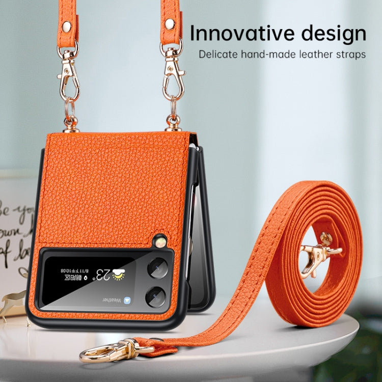 For Samsung Galaxy Z Flip4 SULADA Litchi Texture Leather + TPU Phone Case with Strap(Red) - free shipping - PMC TechLife - Order now!