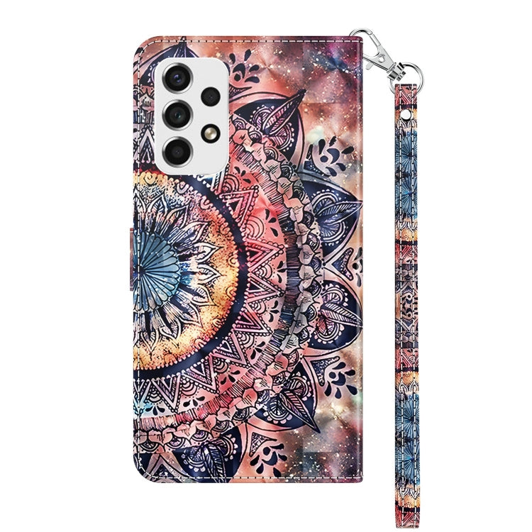 For Samsung Galaxy A52 5G / A52s 3D Painted Leather Phone Case(Colorful Mandala) - Galaxy Phone Cases by PMC TechLife | Online Shopping South Africa | PMC TechLife