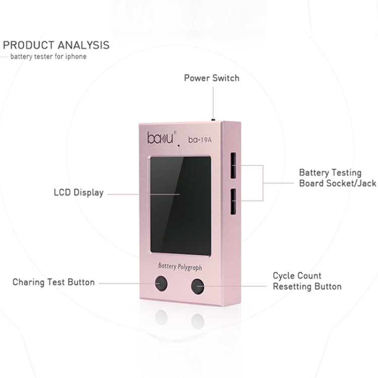 BAKU BA-19A Battery Polygraph for iPhone Battery(Rose Gold) - Test Tools by BAKU | Online Shopping South Africa | PMC Jewellery | Buy Now Pay Later Mobicred