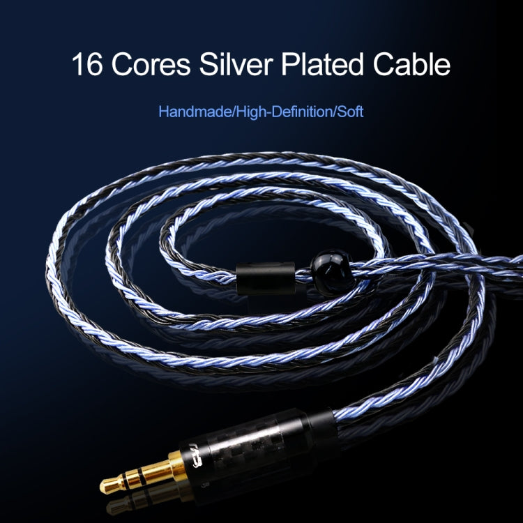 CVJ V3 1.2m 16 Cores Silver-plated 3.5mm Earphone Cable, Style:0.75mm(Black-Blue) - Cable & Splitter by CVJ | Online Shopping South Africa | PMC Jewellery | Buy Now Pay Later Mobicred