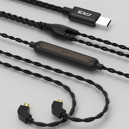 CVJ V6.TC 1.25m Type-C Digital Decoding Oxygen-free Copper Earphone Cable, Style:0.78mm(Black) - Cable & Splitter by CVJ | Online Shopping South Africa | PMC Jewellery