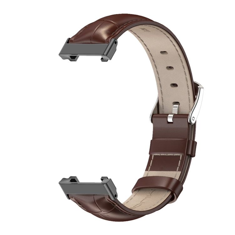 For Xiaomi Mi Band 7 Pro Mijobs Genuine Leather Top Layer Cowhide Watch Band(Bamboo Coffee Black) - Watch Bands by MIJOBS | Online Shopping South Africa | PMC TechLife | Buy Now Pay Later Mobicred