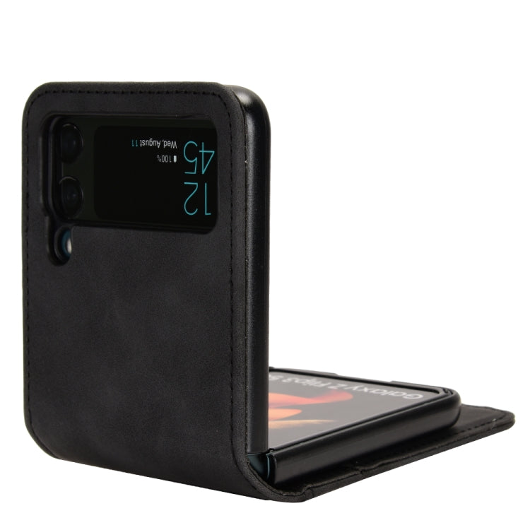 For Samsung Galaxy Z Flip4 5G Skin-feeling Half-split External Card Slot Folding Phone Case(Black) - Galaxy Z Flip4 5G Cases by PMC TechLife | Online Shopping South Africa | PMC TechLife | Buy Now Pay Later Mobicred