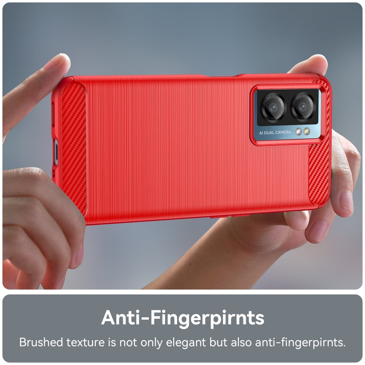 For OPPO A57S Carbon Fiber Brushed Texture TPU Case(Red) - OPPO Cases by PMC TechLife | Online Shopping South Africa | PMC TechLife
