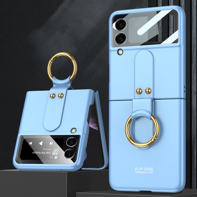 For Samsung Galaxy Z Flip4 GKK Ultra-thin PC Full Coverage Phone Flip Case with Ring Holder(Blue) - Galaxy Z Flip4 5G Cases by GKK | Online Shopping South Africa | PMC TechLife