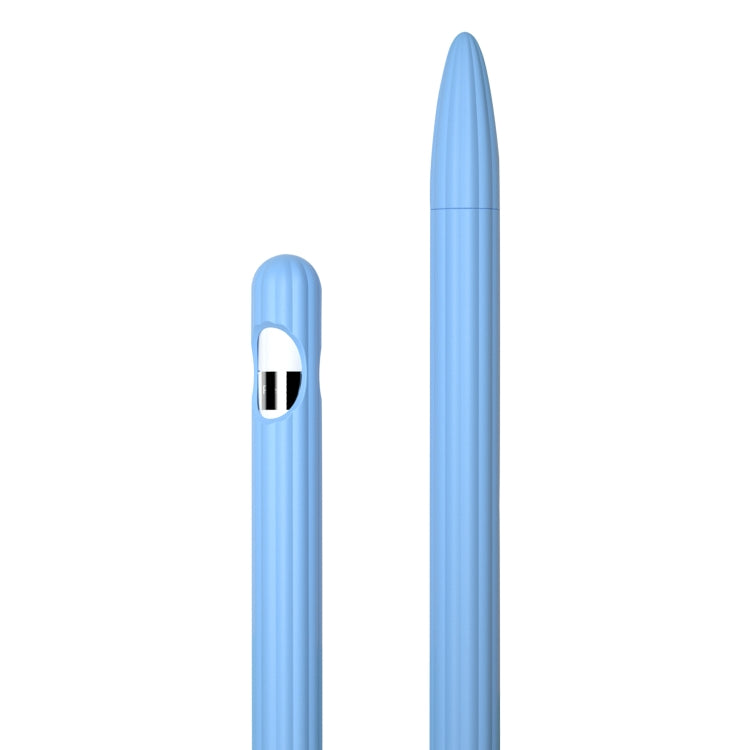 3 in 1 Striped Liquid Silicone Stylus Case with Two Tip Caps For Apple Pencil 2(Sky Blue) - Pencil Accessories by PMC TechLife | Online Shopping South Africa | PMC TechLife