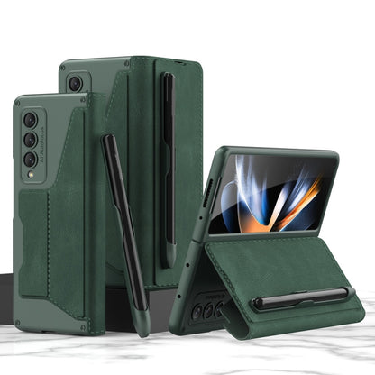 For Samsung Galaxy Z Fold4 GKK Armor Flip Leather Phone Case with Pen Slots(Night Green) - Galaxy Z Fold4 5G Cases by GKK | Online Shopping South Africa | PMC Jewellery