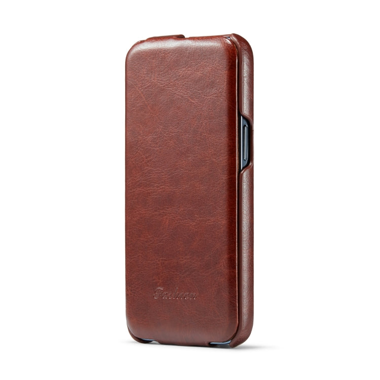 For iPhone 14 Pro Max Fierre Shann Oil Wax Texture Vertical Flip PU Phone Case (Brown) - iPhone 14 Pro Max Cases by FIERRE SHANN | Online Shopping South Africa | PMC TechLife