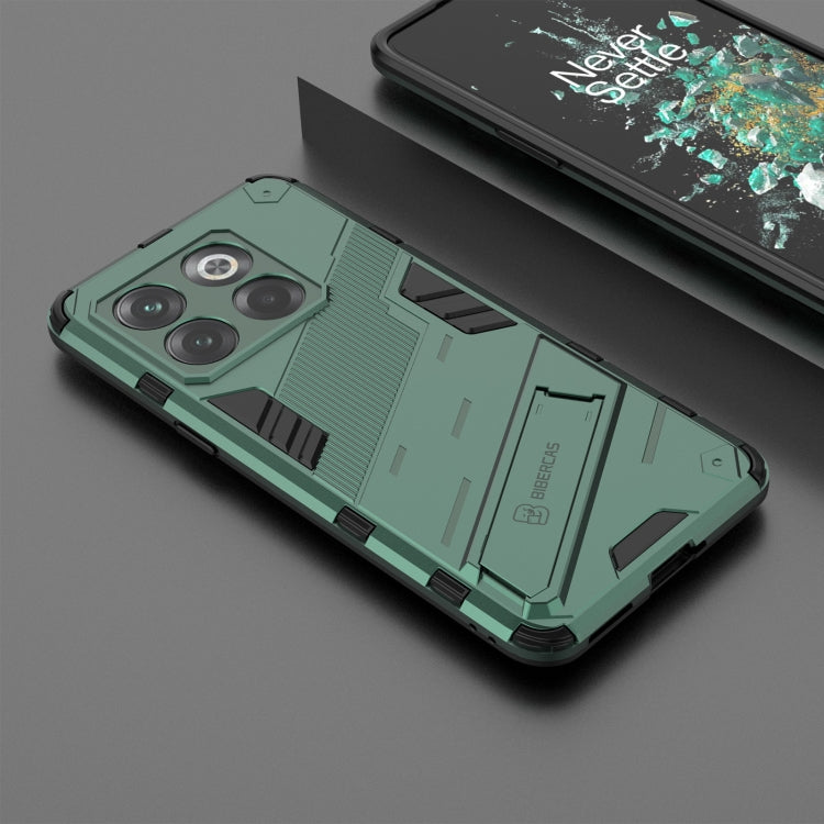 For OnePlus 10T 5G Punk Armor PC + TPU Phone Case with Holder(Green) - OnePlus Cases by PMC Jewellery | Online Shopping South Africa | PMC Jewellery