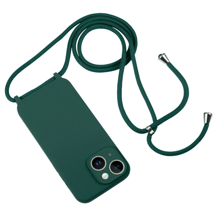 For iPhone 14 Crossbody Lanyard Liquid Silicone Case(Pine Needle Green) - iPhone 14 Cases by PMC TechLife | Online Shopping South Africa | PMC TechLife
