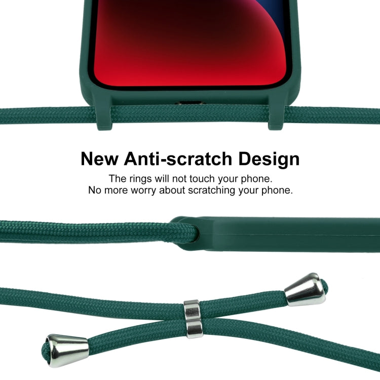 For iPhone 14 Crossbody Lanyard Liquid Silicone Case(Pine Needle Green) - iPhone 14 Cases by PMC TechLife | Online Shopping South Africa | PMC TechLife