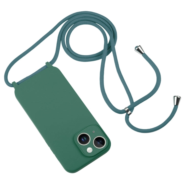 For iPhone 14 Crossbody Lanyard Liquid Silicone Case(Emerald Green) - iPhone 14 Cases by PMC Jewellery | Online Shopping South Africa | PMC Jewellery