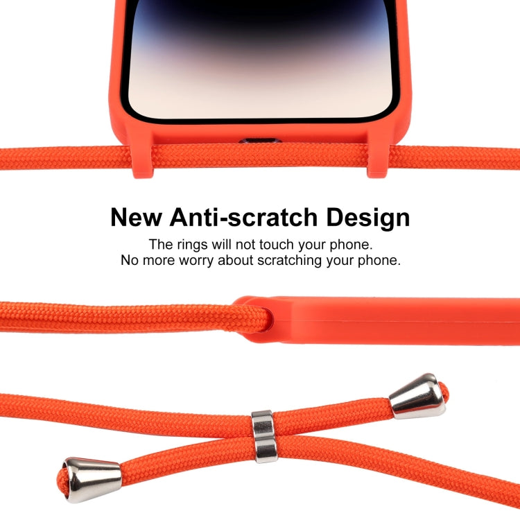 For iPhone 14 Pro Max Crossbody Lanyard Liquid Silicone Case(Orange) - iPhone 14 Pro Max Cases by PMC Jewellery | Online Shopping South Africa | PMC Jewellery