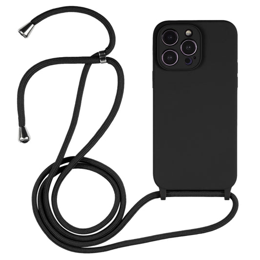 For iPhone 14 Pro Max Crossbody Lanyard Liquid Silicone Case(Black) - iPhone 14 Pro Max Cases by PMC Jewellery | Online Shopping South Africa | PMC Jewellery