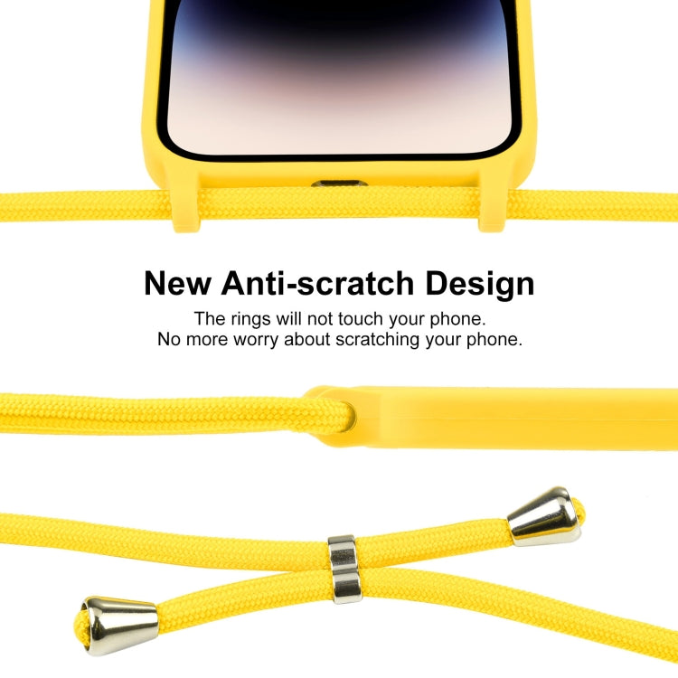 For iPhone 14 Pro Max Crossbody Lanyard Liquid Silicone Case(Yellow) - iPhone 14 Pro Max Cases by PMC Jewellery | Online Shopping South Africa | PMC Jewellery