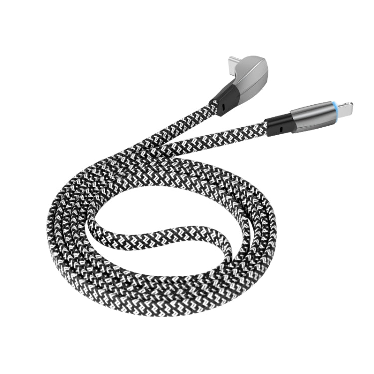 3A USB-C/Type-C to 8 Pin Elbow Fast Charge Data Cable, Length:1.2m(Grey) - 2 in 1 Cable by PMC Jewellery | Online Shopping South Africa | PMC Jewellery