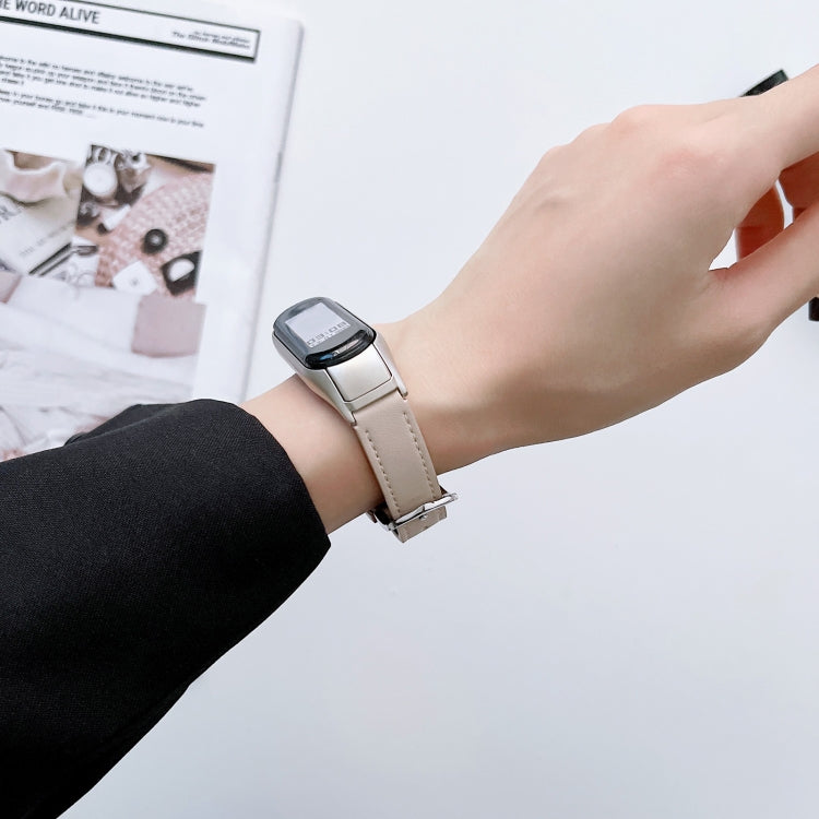 For Xiaomi Mi Band  5 / 6 8-buckle Leather Watch Band(Black) - free shipping - PMC TechLife - Order now!