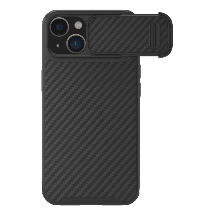 For iPhone 14 NILLKIN Synthetic Fiber Camshield Phone Case(Black) - iPhone 14 Cases by NILLKIN | Online Shopping South Africa | PMC TechLife | Buy Now Pay Later Mobicred