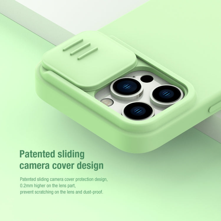 For iPhone 14 Pro NILLKIN CamShield Liquid Silicone Phone Case (Dark Green) - iPhone 14 Pro Cases by NILLKIN | Online Shopping South Africa | PMC Jewellery