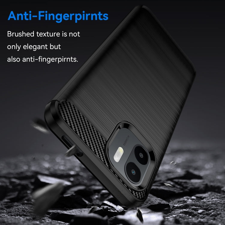 For Xiaomi Redmi A1 Brushed Texture Carbon Fiber TPU Phone Case(Black) - Xiaomi Cases by PMC Jewellery | Online Shopping South Africa | PMC Jewellery