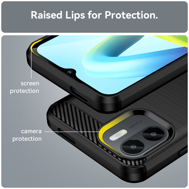 For Xiaomi Redmi A1 Brushed Texture Carbon Fiber TPU Phone Case(Black) - Xiaomi Cases by PMC TechLife | Online Shopping South Africa | PMC TechLife