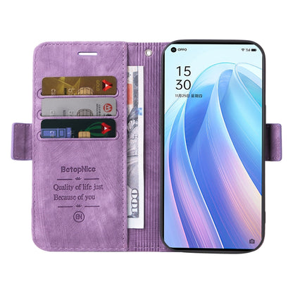 For OPPO Reno 7 Pro 5G BETOPNICE Dual-side Buckle Leather Phone Case(Purple) - OPPO Cases by BETOPNICE | Online Shopping South Africa | PMC Jewellery | Buy Now Pay Later Mobicred