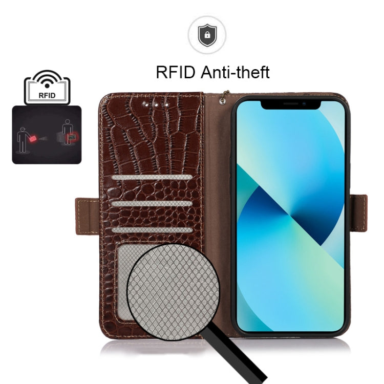 For Xiaomi Redmi A1 Crocodile Top Layer Cowhide Leather Phone Case(Brown) - Xiaomi Cases by PMC TechLife | Online Shopping South Africa | PMC TechLife