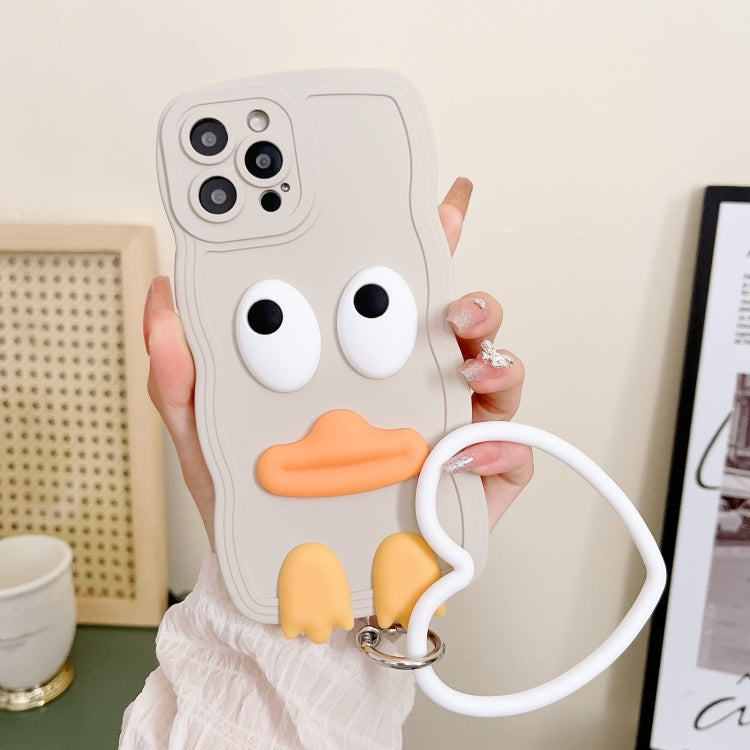 For iPhone 14 Plus Wave Edge Big Duck Silicone Phone Case with Wristband(White) - iPhone 14 Plus Cases by PMC TechLife | Online Shopping South Africa | PMC TechLife | Buy Now Pay Later Mobicred