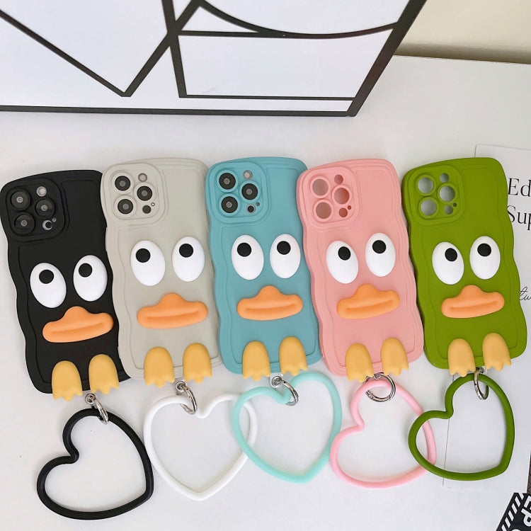 For iPhone 14 Plus Wave Edge Big Duck Silicone Phone Case with Wristband(White) - iPhone 14 Plus Cases by PMC TechLife | Online Shopping South Africa | PMC TechLife | Buy Now Pay Later Mobicred