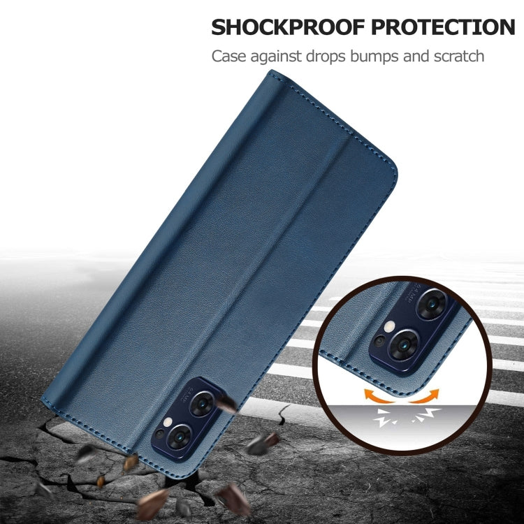 For OPPO A77 5G / A97 5G / Realme V23 LC.IMEEKE Calf Texture Leather Phone Case(Blue) - OPPO Cases by LC.IMEEKE | Online Shopping South Africa | PMC TechLife | Buy Now Pay Later Mobicred