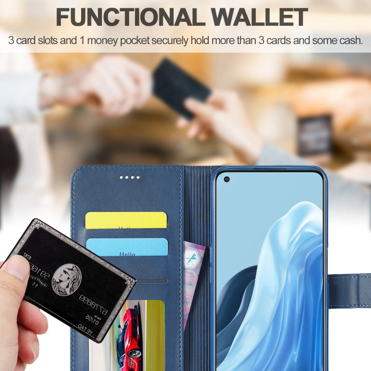 For OPPO A77 5G / A97 5G / Realme V23 LC.IMEEKE Calf Texture Leather Phone Case(Blue) - OPPO Cases by LC.IMEEKE | Online Shopping South Africa | PMC TechLife | Buy Now Pay Later Mobicred