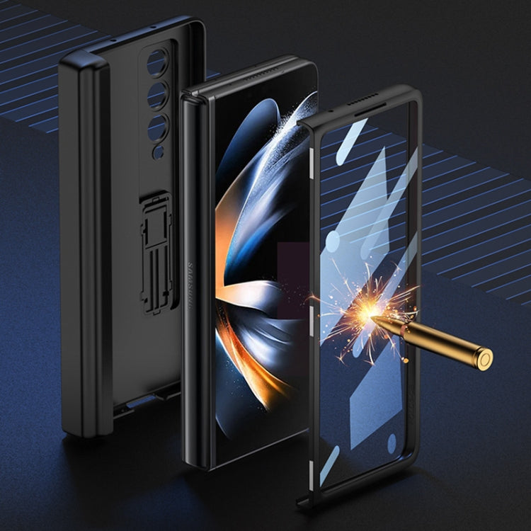 For Samsung Galaxy Z Fold4 GKK Integrated Magnetic Flip Plain Leather Phone Case with Pen Box(Wine Red) - Galaxy Z Fold4 5G Cases by GKK | Online Shopping South Africa | PMC TechLife | Buy Now Pay Later Mobicred